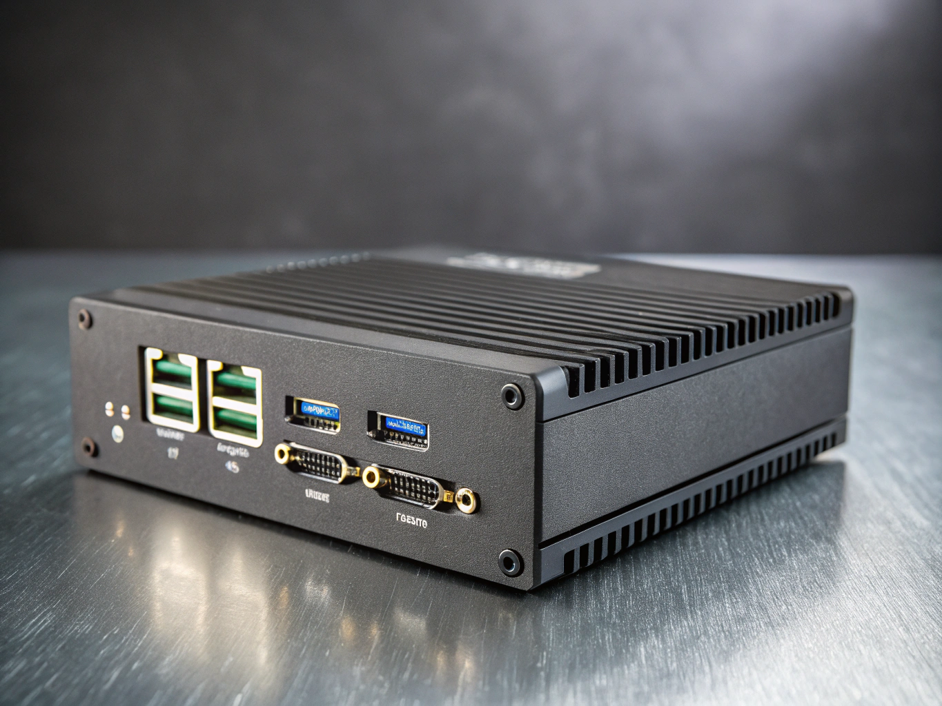 Mini PC inserted into custom 10-inch 1U PETG mounting tray